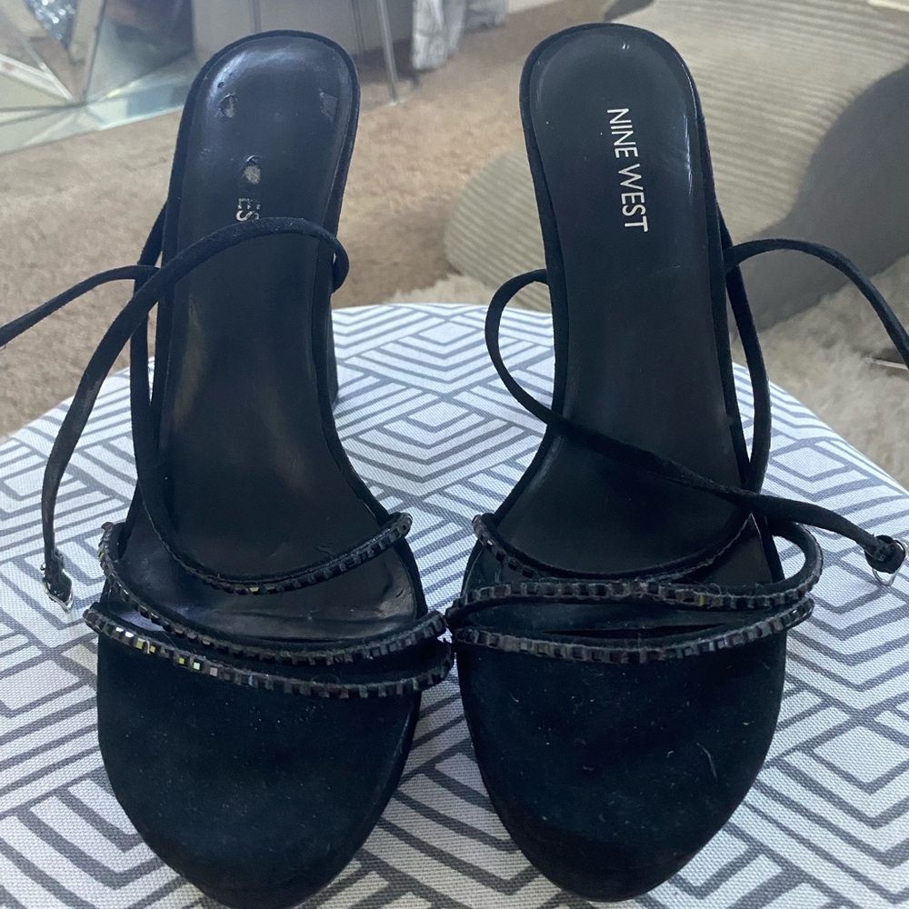 Nine West Black Strappy Heels